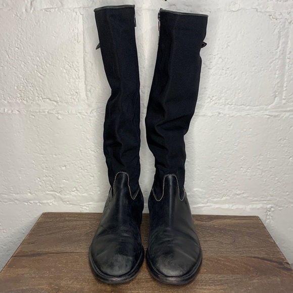 Geox Shoes Geox Black Leather Knee High Side Zip Riding Boots Sz 39